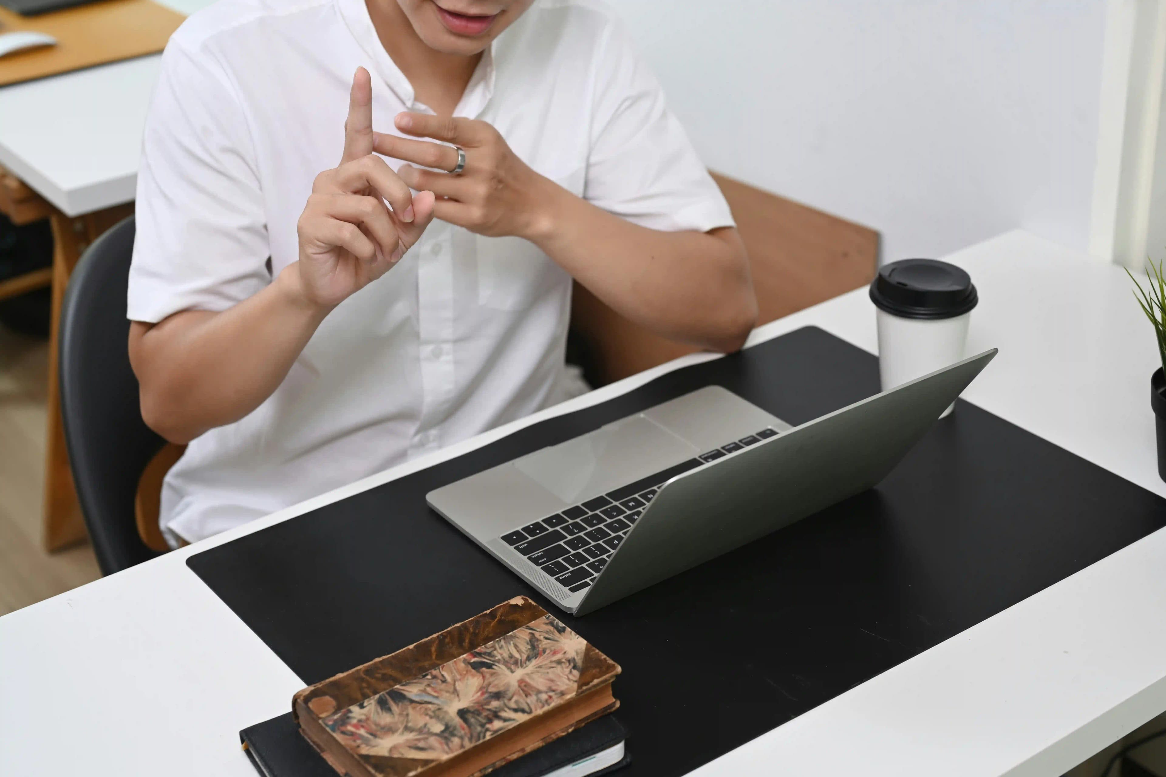A consultant explaining options during a video call