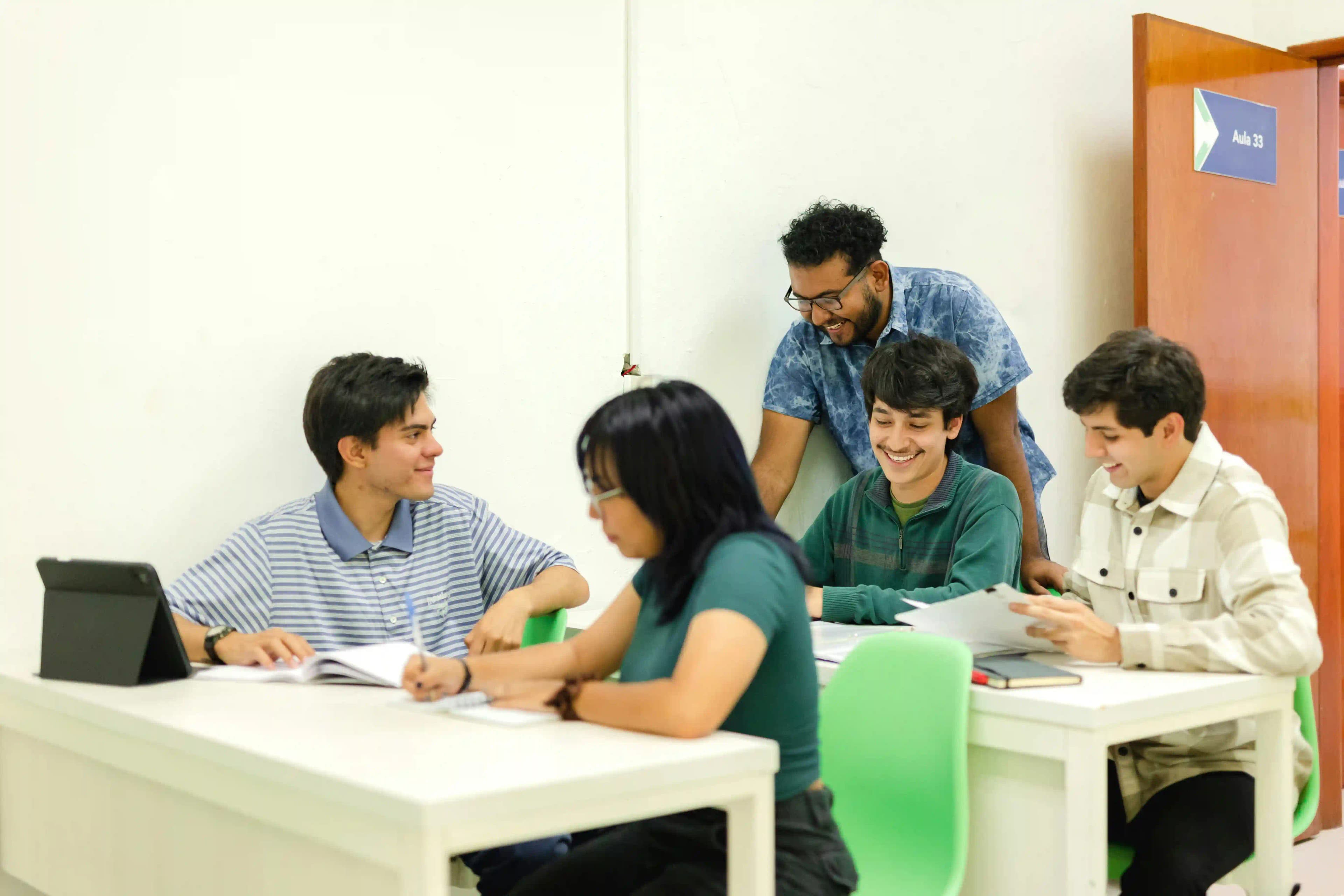 Students working together at a table