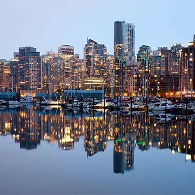 The Vancouver waterfront at dusk